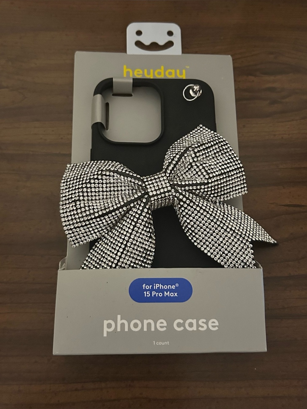 New iPhone 15 Pro Max Heyday Black Sequence Bow Phone Case